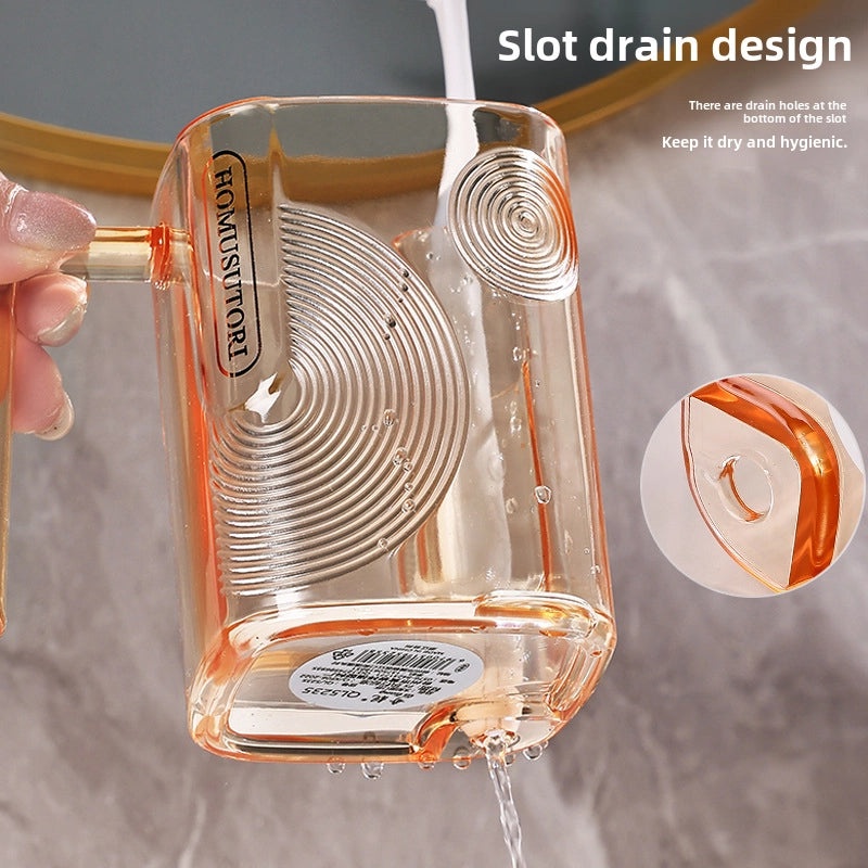 Light Luxury Transparent Mouthwash Cup with Independent Toothbrush Slot for Home, Couples, and Students|Bathroom Accessories