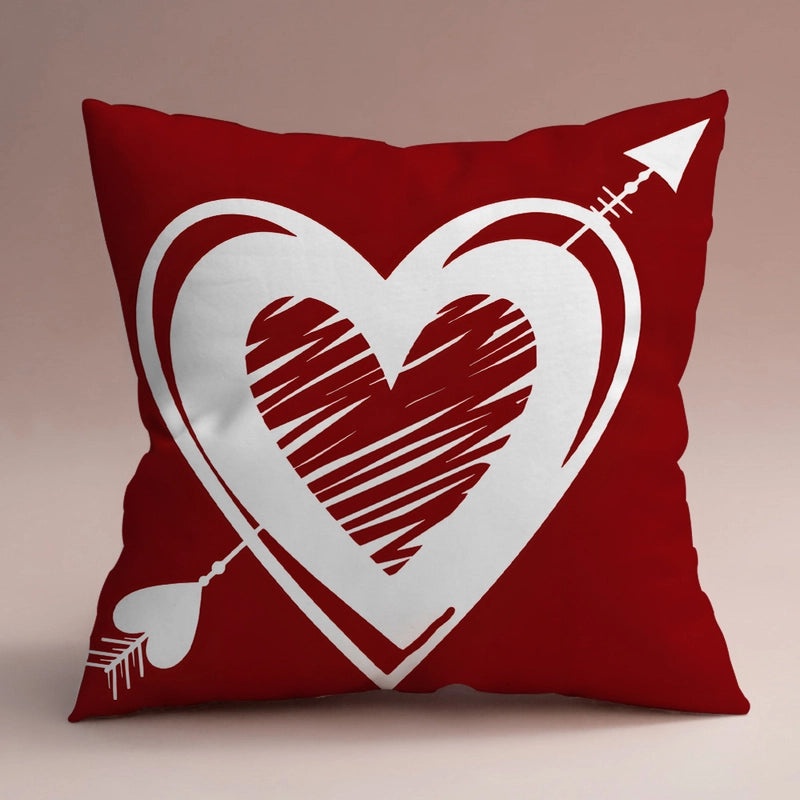 Elegant Heart-Shaped Polyester Pillow Covers for Valentine's Day | Home Decor & Sofa Accessories