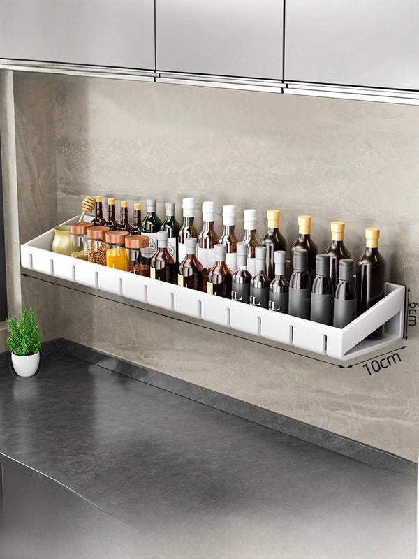 Punch-free Wall-mounted Kitchen Storage Rack Gray Seasoning Holder Space-saving Organizer|Kitchen Storage