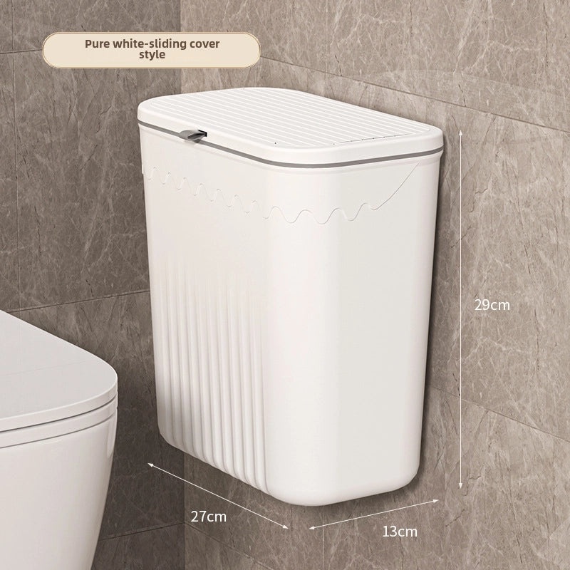 Punch-Free Wall Mounted Trash Can with Lid for Kitchen Bathroom Living Room | Home Organization & Storage