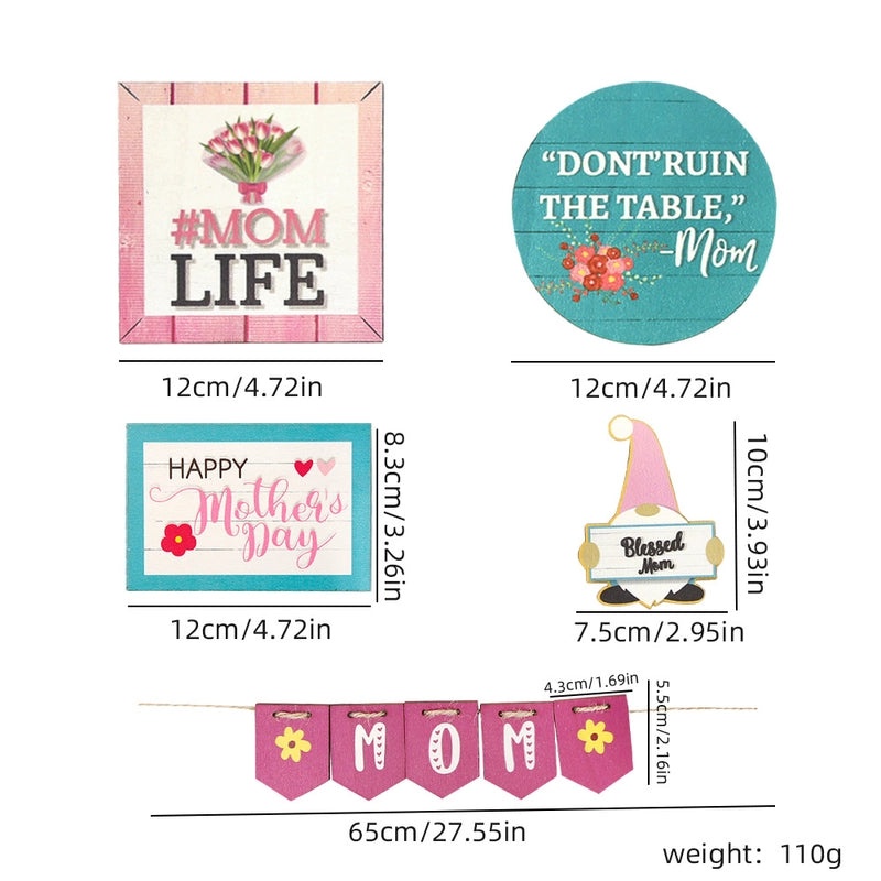 Mother's Day Heart Letter Wooden Family Gathering Festival Ornaments Party Decorations 1 Set|Home Decor & Party Supplies