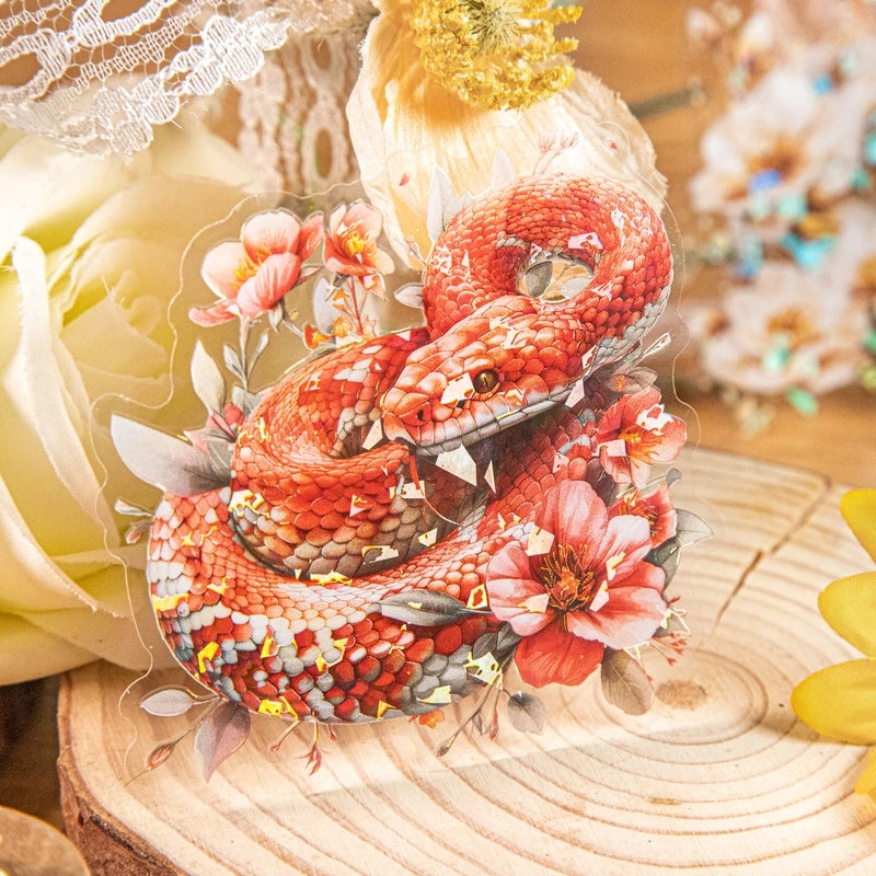 Floral Snake Pattern Vintage Style PET Stickers Set|Home & Garden Accessories