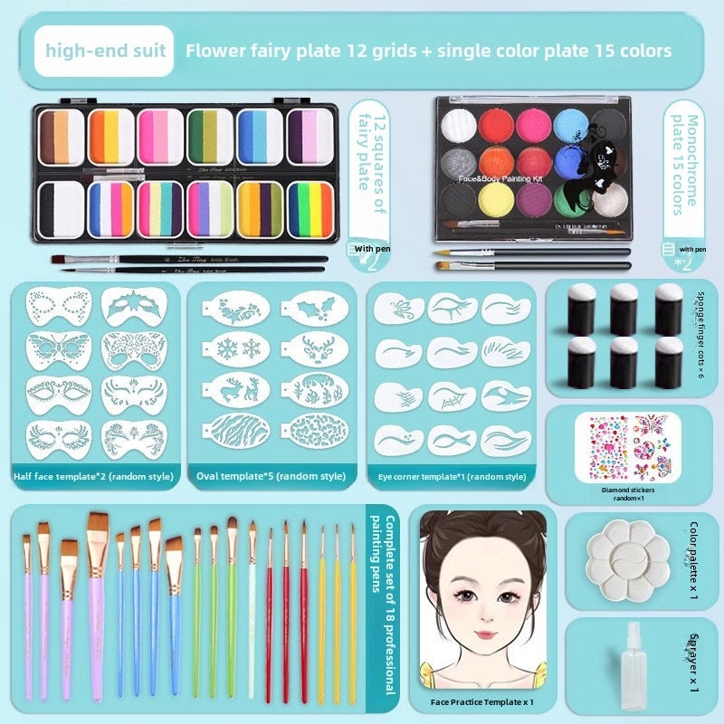 12-Color Face Paint Set for Kids Water-Soluble Safe Halloween Body Makeup|Children's Face Paint & Body Art