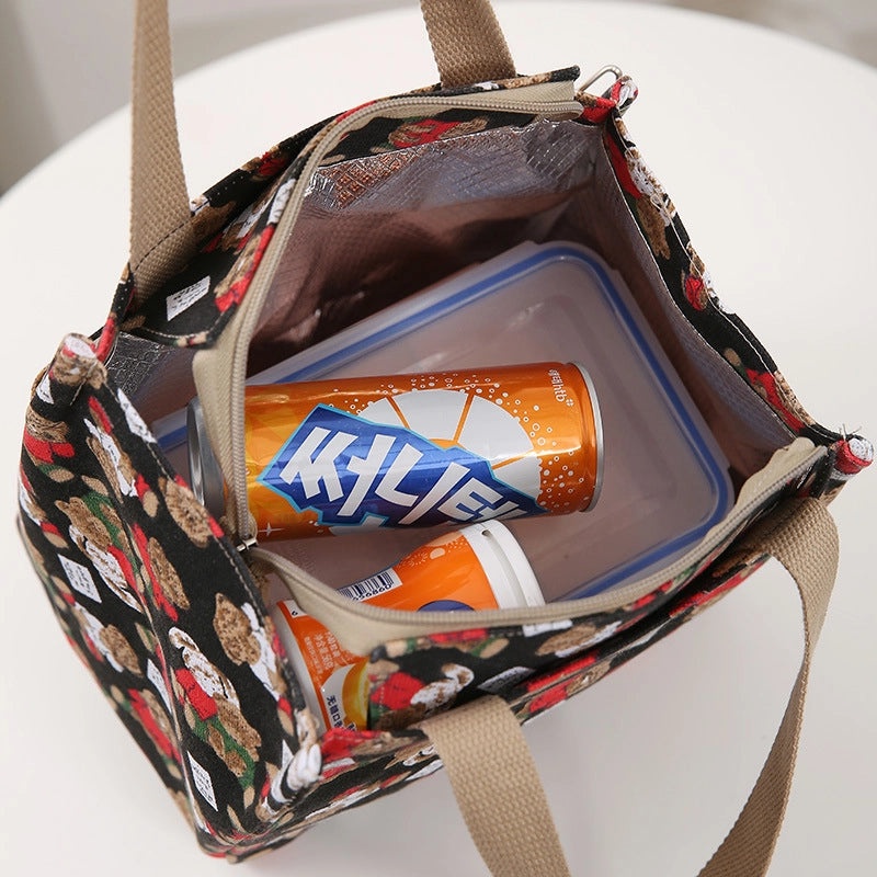 Portable Insulated Lunch Bag Large Capacity Cute Cartoon Printed Thickened Aluminum Foil Lunch Box Bag|Lunch Bags & Coolers