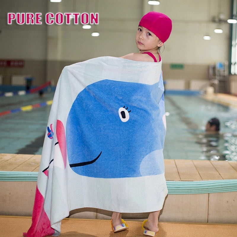 Cartoon Printed Thickened Pure Cotton Large Bath Towel for Adults and Kids | Bath Towels & Beach Towels