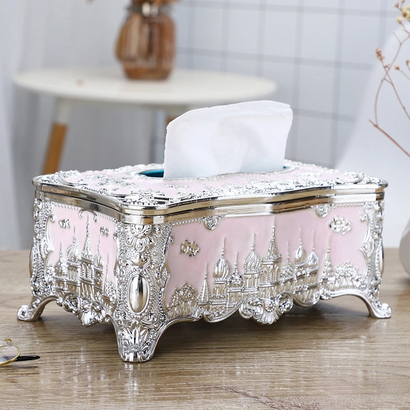 Golden Edge Small Napkin Tissue Box for Home Desktop Use | Home & Living Accessories