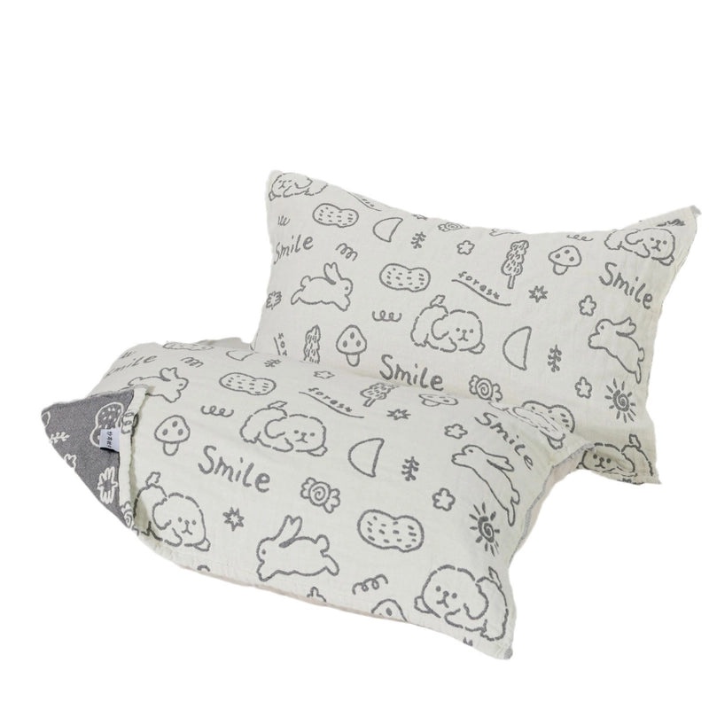 Cotton Gauze Pillow Towel Pair for Boys and Girls Cartoon Hijab Cushion Cover Four Seasons Use|Home Textiles