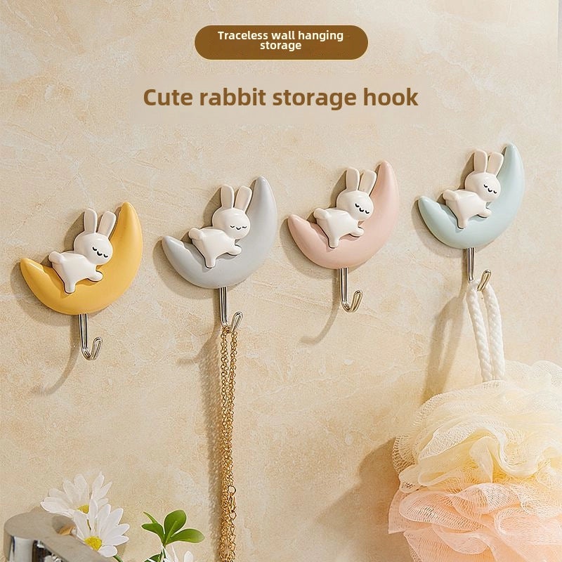 Cute Rabbit Hook Self-adhesive Wall Hanger for Bathroom Dorm Bedroom | Home Organization Accessories