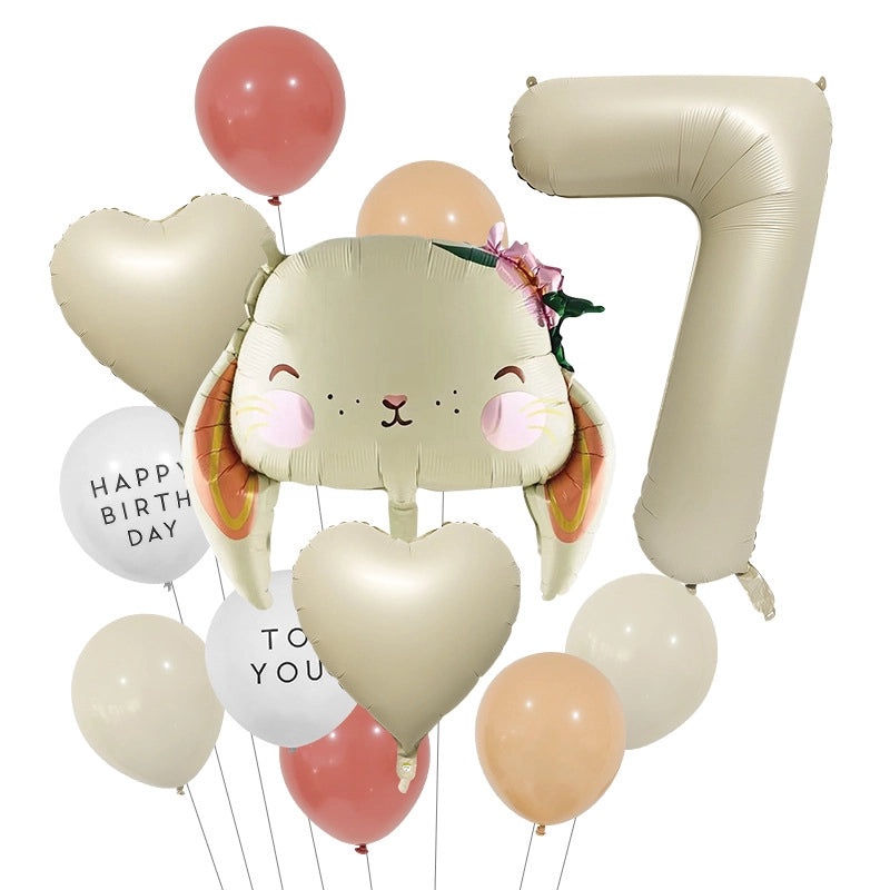 2 Pieces Birthday Rabbit Number Balloons Aluminum Foil Cute Party Decorations|Party Supplies Balloons