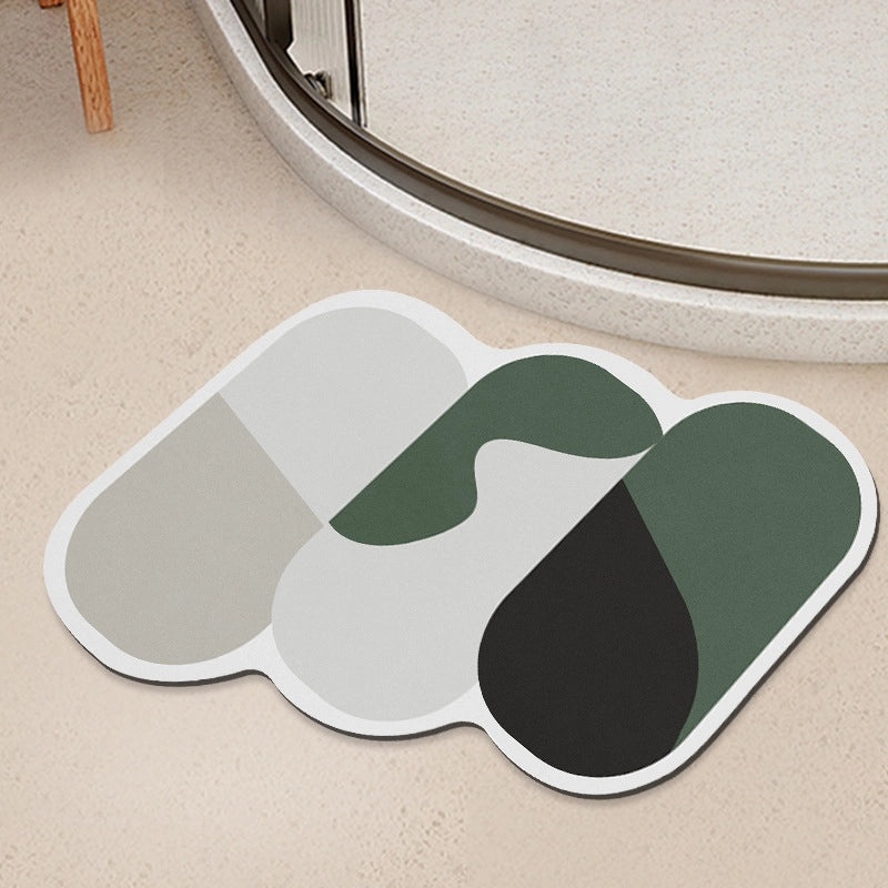 Geometric Diatom Mud Absorbent Bath Mat Non-Slip Soft Bathroom Rug|Bath Accessories