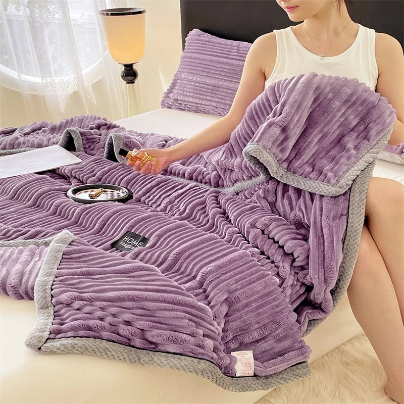 Cozy Heart-Shaped Animal Print Milk Fiber Blanket for Bedding | Home Textiles & Bedding