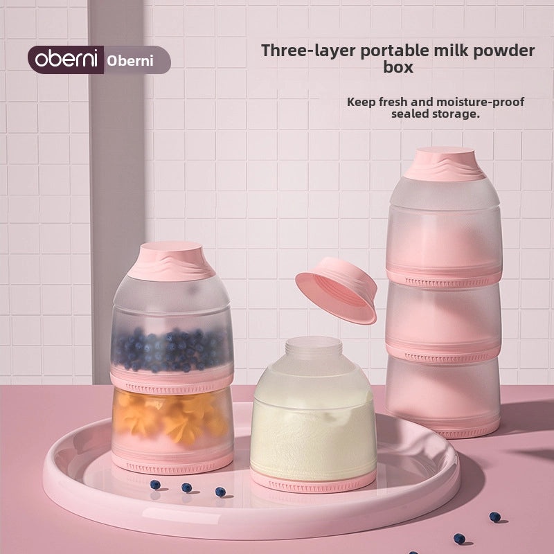 Oberney Portable Three-layer Milk Powder Storage Box Large Capacity Detachable Sealed Container|Baby Feeding Accessories