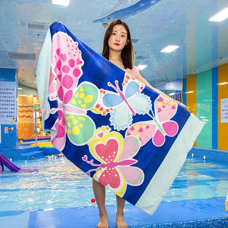 Cartoon Printed Thickened Pure Cotton Large Bath Towel for Adults and Kids | Bath Towels & Beach Towels