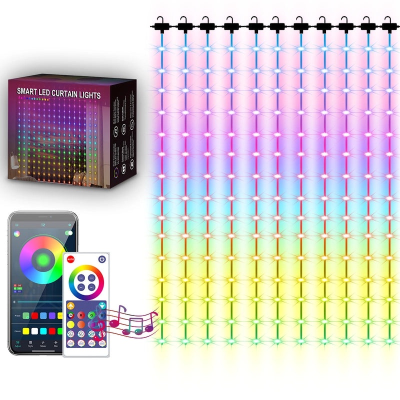 Smart Bluetooth RGB LED Curtain String Lights for Christmas Wedding Party Decor | Home Decor & Lighting