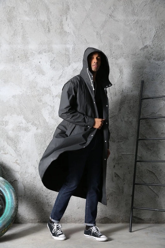Unisex Outdoor EVA Rain Poncho Long Sleeve Waterproof Hooded Coat for Students and Travelers|Raincoats & Ponchos