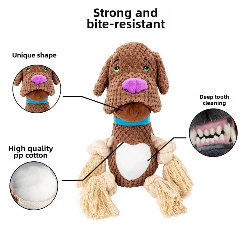 Durable Dog Plush Toy with Sound and Bite-Resistant Cotton Rope | Interactive Chew Toy for Large Dogs and Puppies | Pet Supplies|Pet Toys