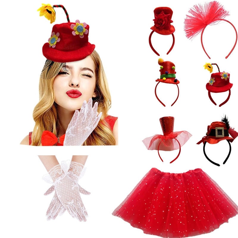 Valentine's Day Hair Band and Gloves Set for Adults and Kids | Hair Accessories & Costume Props