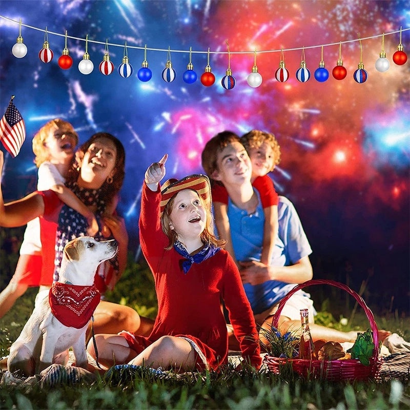 4CM Patriotic American Independence Day Ball Pendants 50 Pieces | Home Decor & Holiday Accessories