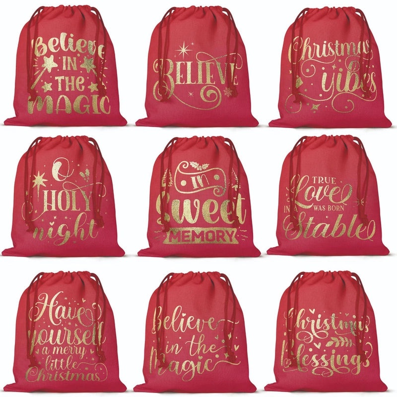 Christmas Linen Drawstring Gift Bag Portable Backpack Travel Storage Pouch | Gift Bags & Packaging