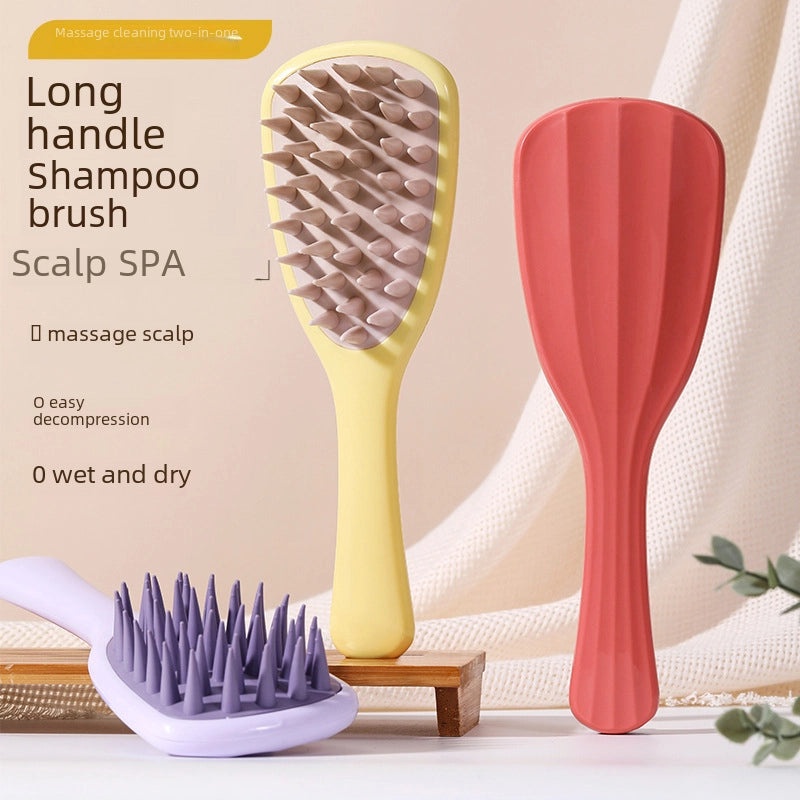 Silicone Ginkgo Leaf Scalp Massager Comb with Long Handle for Shampooing | Hair Care Tools