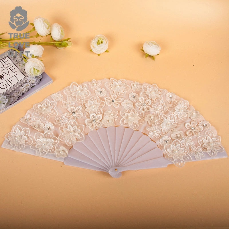 Elegant Lady Minimalist Floral Bamboo Lace Fan Ornaments | Fashion Accessories