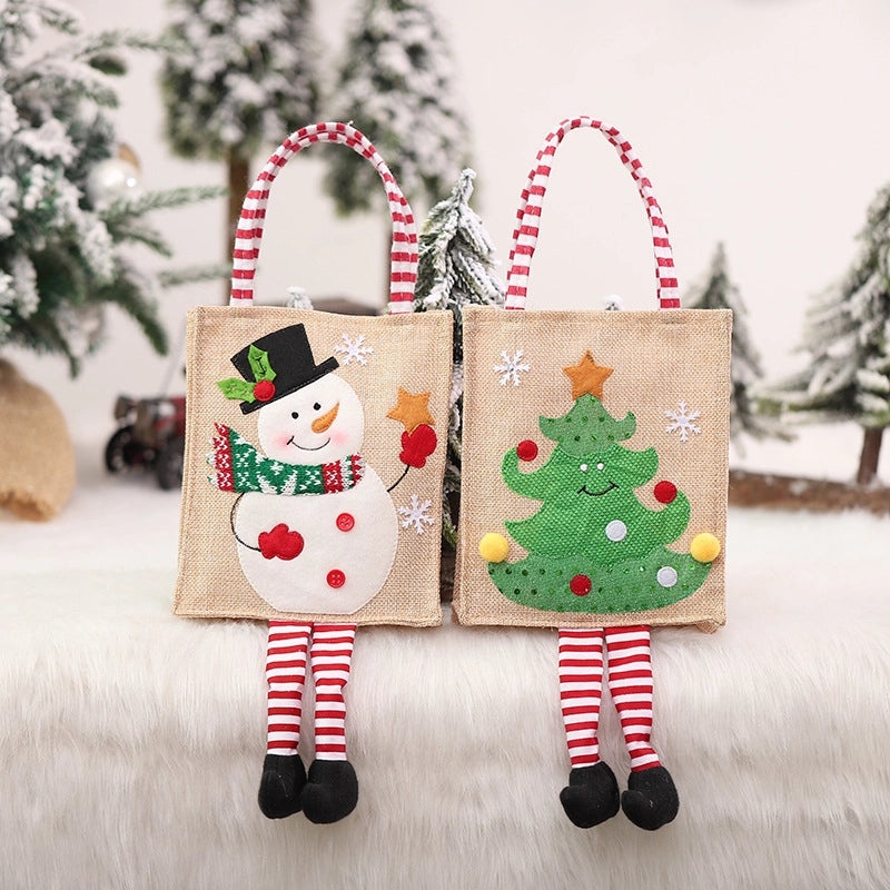 Festive Christmas Gift Bags with Santa Snowman Tree Cartoon Design|Holiday Party Supplies