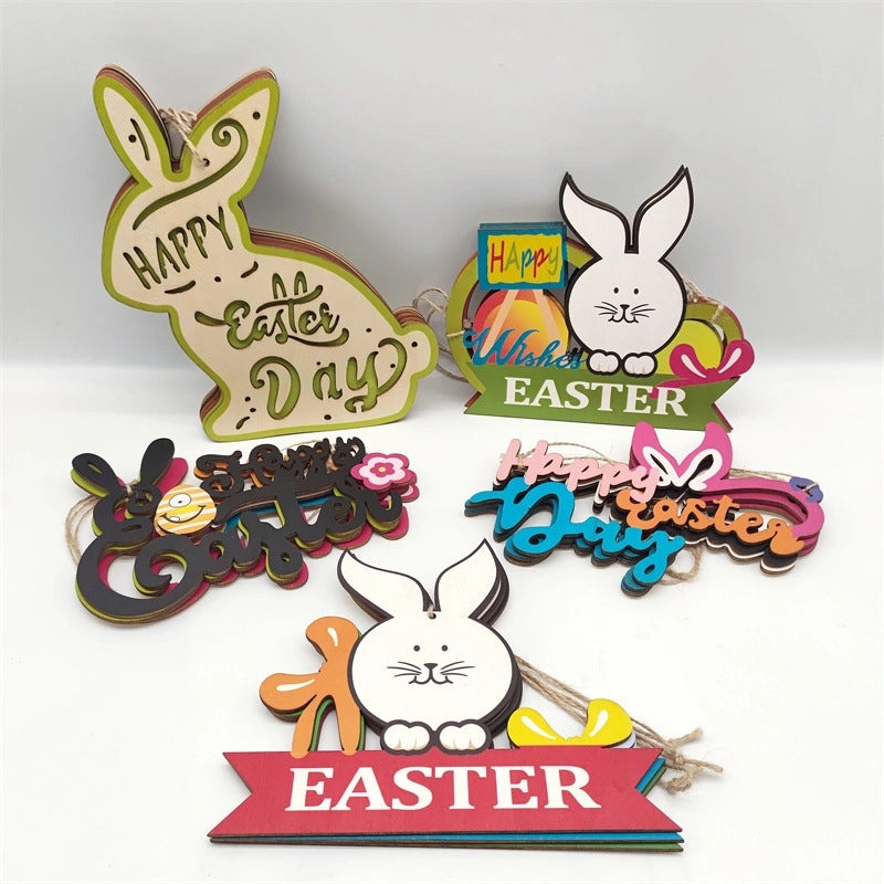 Minimalist Easter Rabbit Wooden Hanging Ornament for Holiday Party Decor | Home Decor & Holiday Ornaments