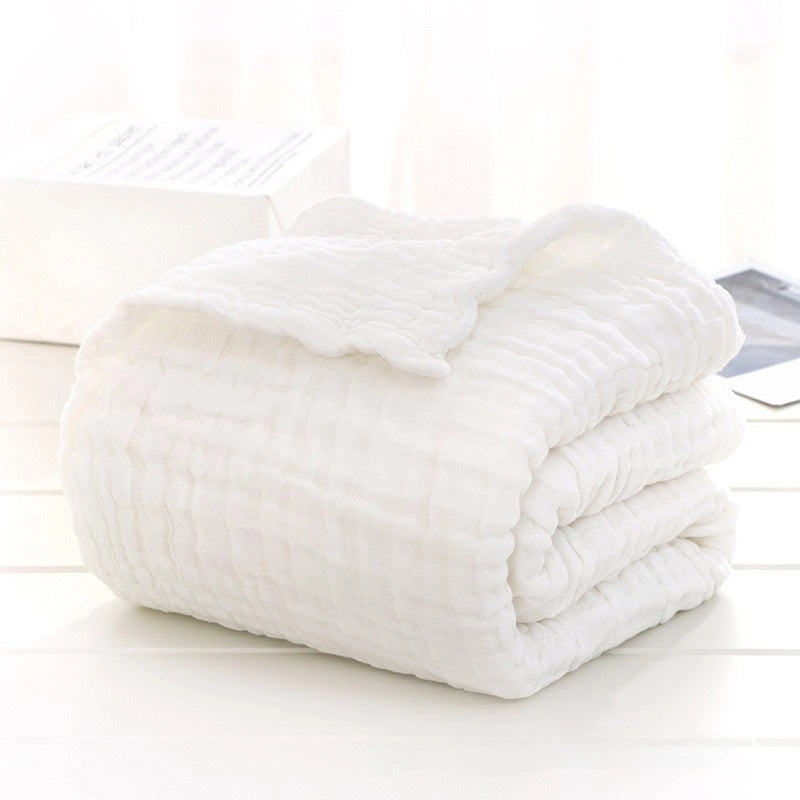 Children's Six-Layer Cotton Gauze Quilt Cartoon Printed Baby Bath Towel Soft Pleated Cover Blanket | Baby Bedding & Bath Essentials