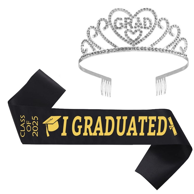 Graduation Season Crown and Shoulder Belt Set for Prom and Party | Accessories & Jewelry