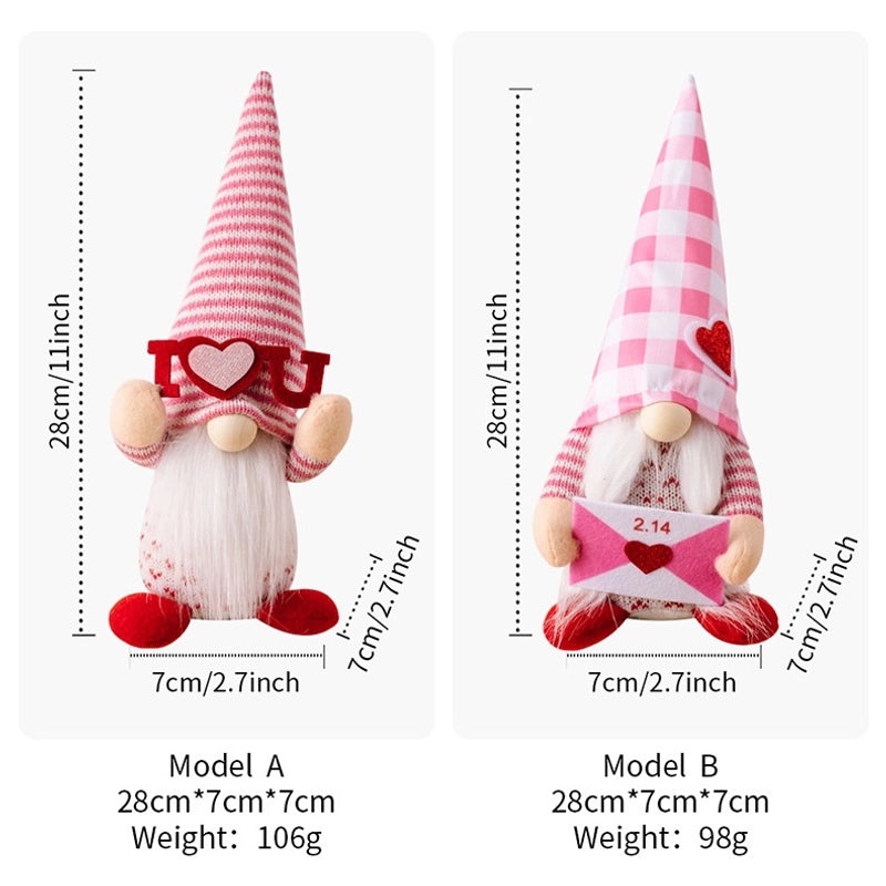 Cute Valentine’s Day Heart Stripe Knit Rudolph Doll Table Decor | Home Decor