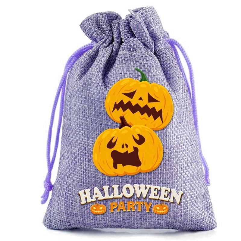 Funny Halloween Pumpkin Skull Linen Gift Bags | Party Supplies