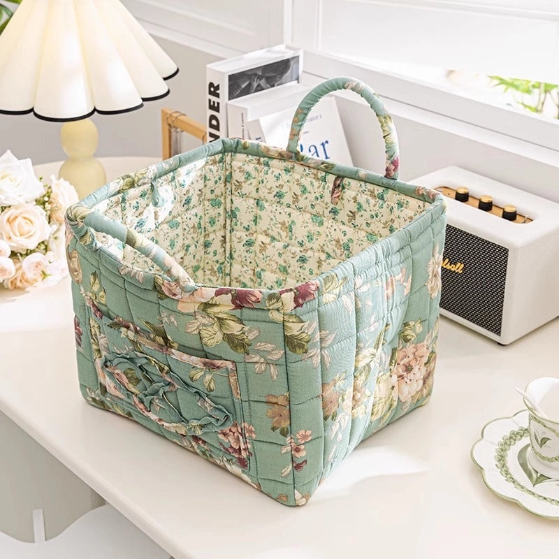 Floral Cotton Storage Basket for Home Organization|Home Storage & Organization