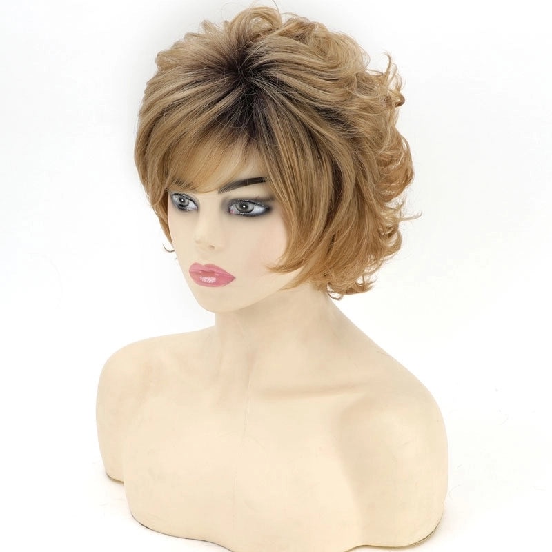 Light Brown Short Curly High Heat Resistant Silk Wig for Fashion Party|Wigs & Hair Extensions