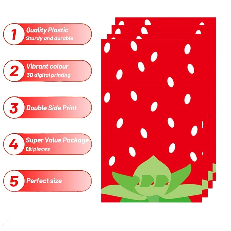 Cute Strawberry Pattern OPP Gift Wrapping Bags 10 Pieces | Party Supplies