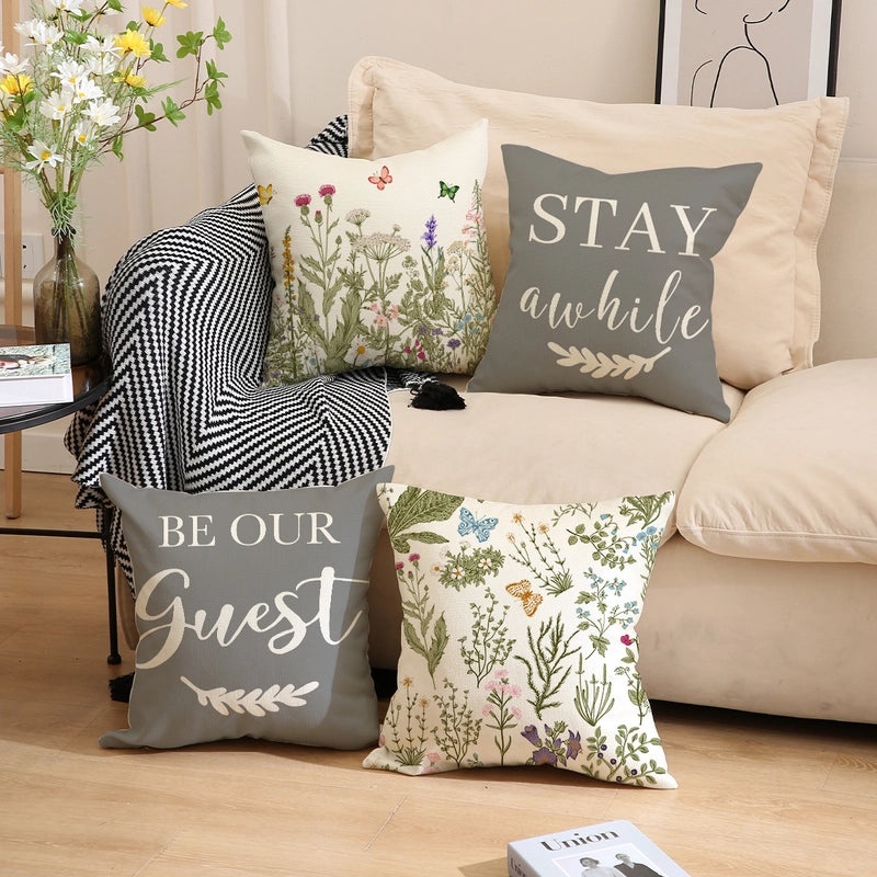 Minimalist Linen Letter Pillow Covers for Couch Sofa Decor|Home & Living Pillows