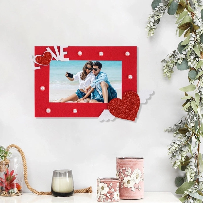 Valentine's Day Heart Letter Felt Frame Set Minimalist Classic Table Decoration Holiday Festival | Home Decor