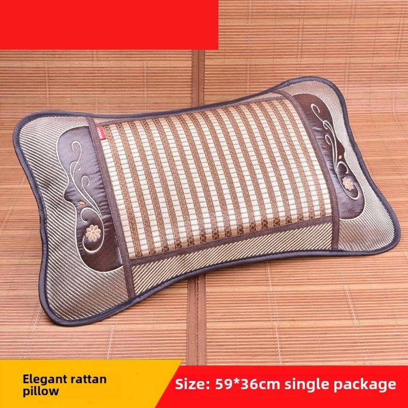 Summer Bamboo Rattan Pillow Breathable Buckwheat Neck Cushion for Adults Dorm Room|Home & Living > Bedding > Pillows