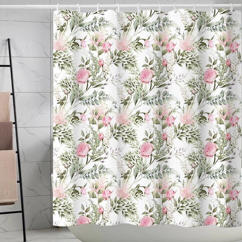 Waterproof Tropical Jungle Leaf Shower Curtain with Hooks 3D Printed Polyester for Bathroom|Shower Curtains & Accessories