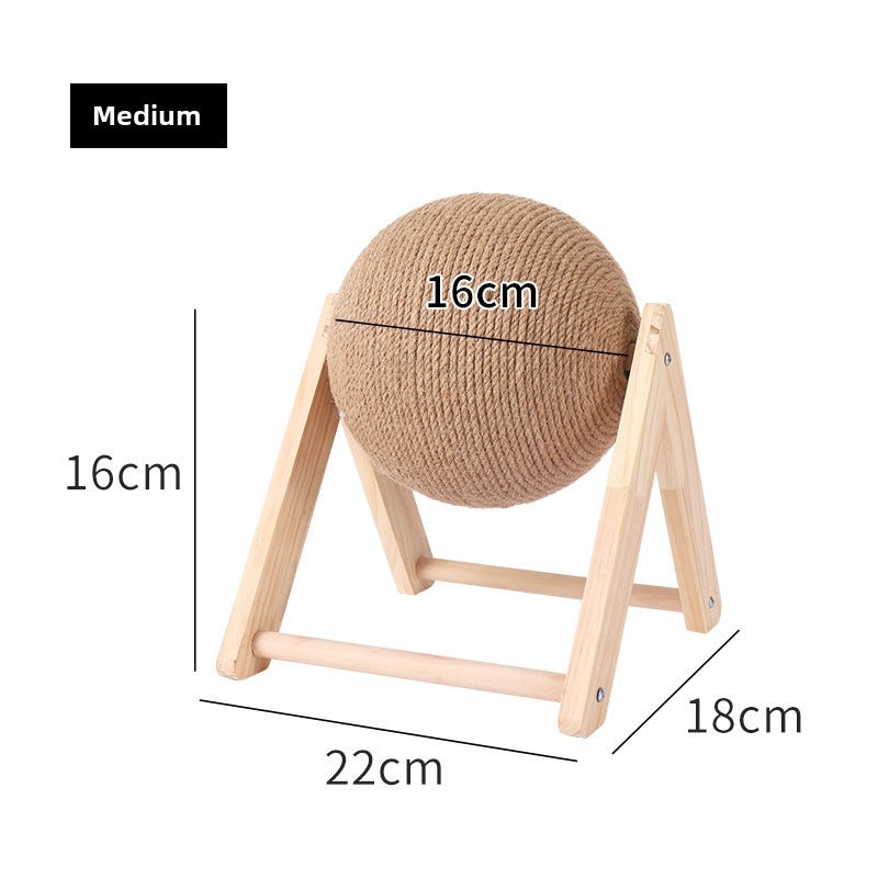 Durable Wooden Cat Scratching Post with Hand-Wound Rope Ball and Climbing Frame for Pets|Cat Toys & Accessories