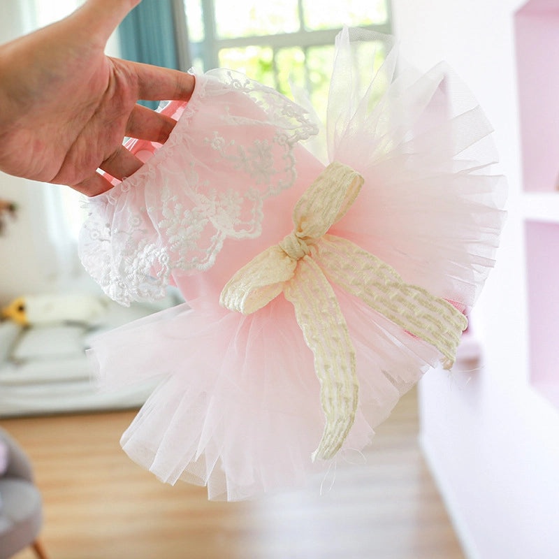 Princess Yarn Lace Dog and Cat Clothes Spring Summer Pink Fairy Skirt|Pet Apparel & Accessories