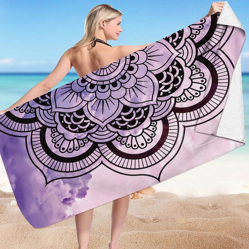 Geometric Patterned Superfine Fiber Beach Towel for Casual Outdoor Use|Beach Towels & Accessories