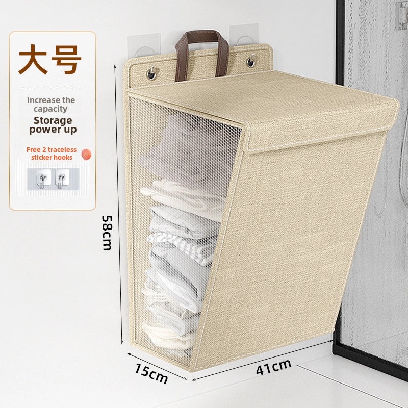 Foldable Fabric Laundry Basket Wall Mounted Waterproof Cotton Linen Dirty Clothes Storage|Home Organization & Storage