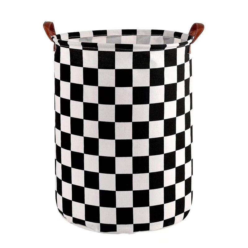 Triangle Pattern Letter Printed Plaid Fabric Storage Basket|Home Storage & Organization