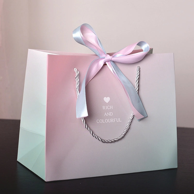 Exquisite White Cardboard Gift Bag with Double Ribbon Handles for Candy Packaging | Gift Bags & Packaging