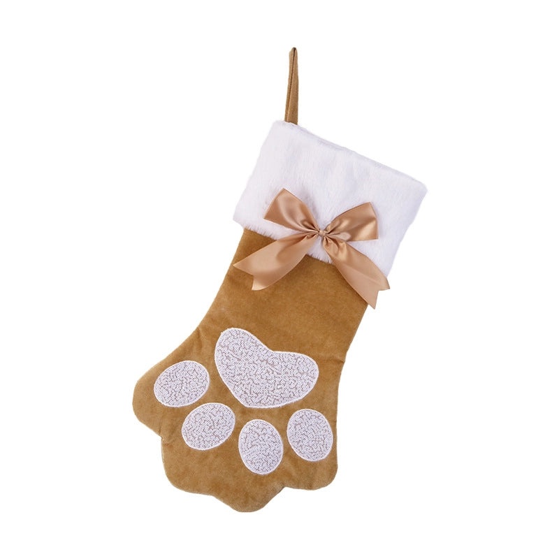 Plush Cat Claw Embroidered Christmas Socks Fireplace Decorations | Home Decor & Seasonal Accessories