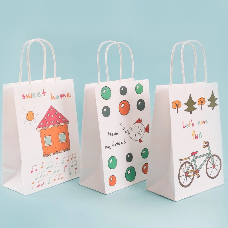 Cartoon Kraft Paper Gift Bags for Kindergarten Activities Baby Birthday Party Candy Backing | Party Supplies