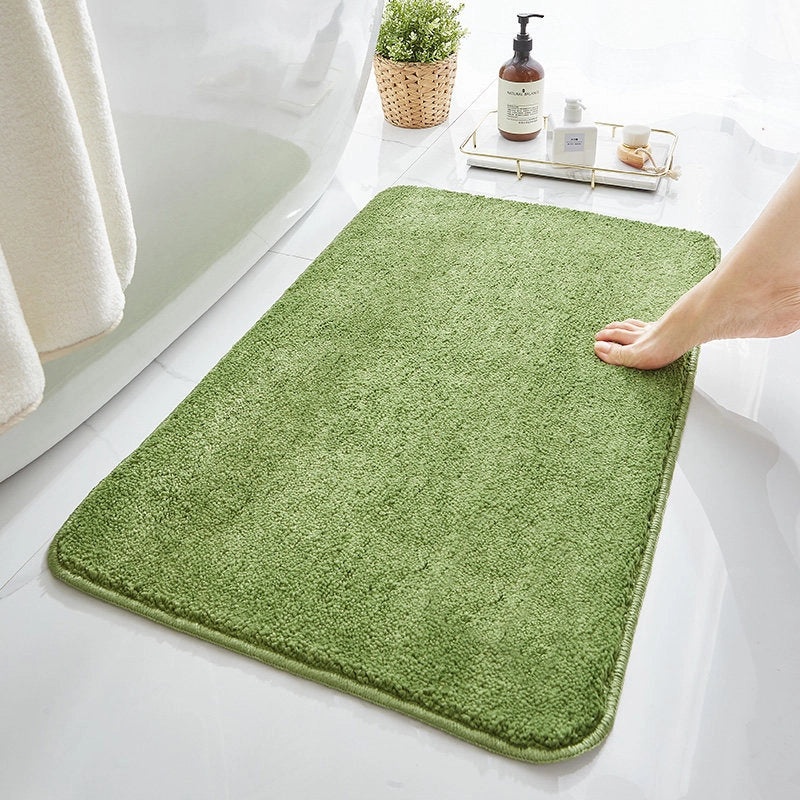 Solid Color Non-Slip Bathroom Door Mat Thickened Absorbent Fiber Floor Mat|Home & Living Bath Accessories