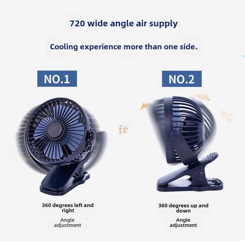 Portable Rechargeable Clip Fan with Rotating Head and Large Airflow | Home Appliances Fans
