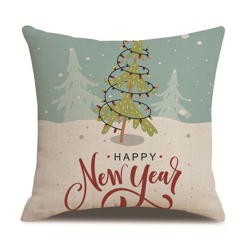 Minimalist Christmas Tree and Snowman Linen Pillow Covers | Home Decor & Sofa Accessories