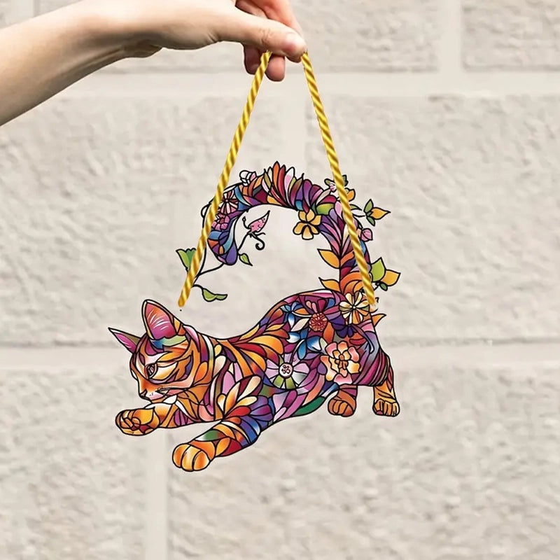 Cat Shaped Dyed Window Hanger for Indoor Outdoor Home and Garden Decoration | Home Decor Accessories